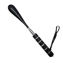 Adjustable Telescoping Metal Shoehorn with Long Handle - Portable Shoe Aid (Black)