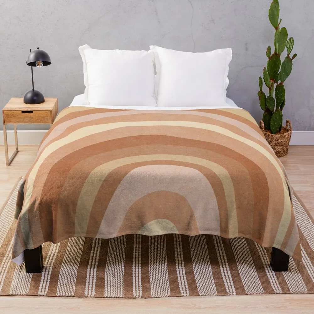 

Earth tone Rainbow Throw Blanket anime Bed Fashionable Blanket