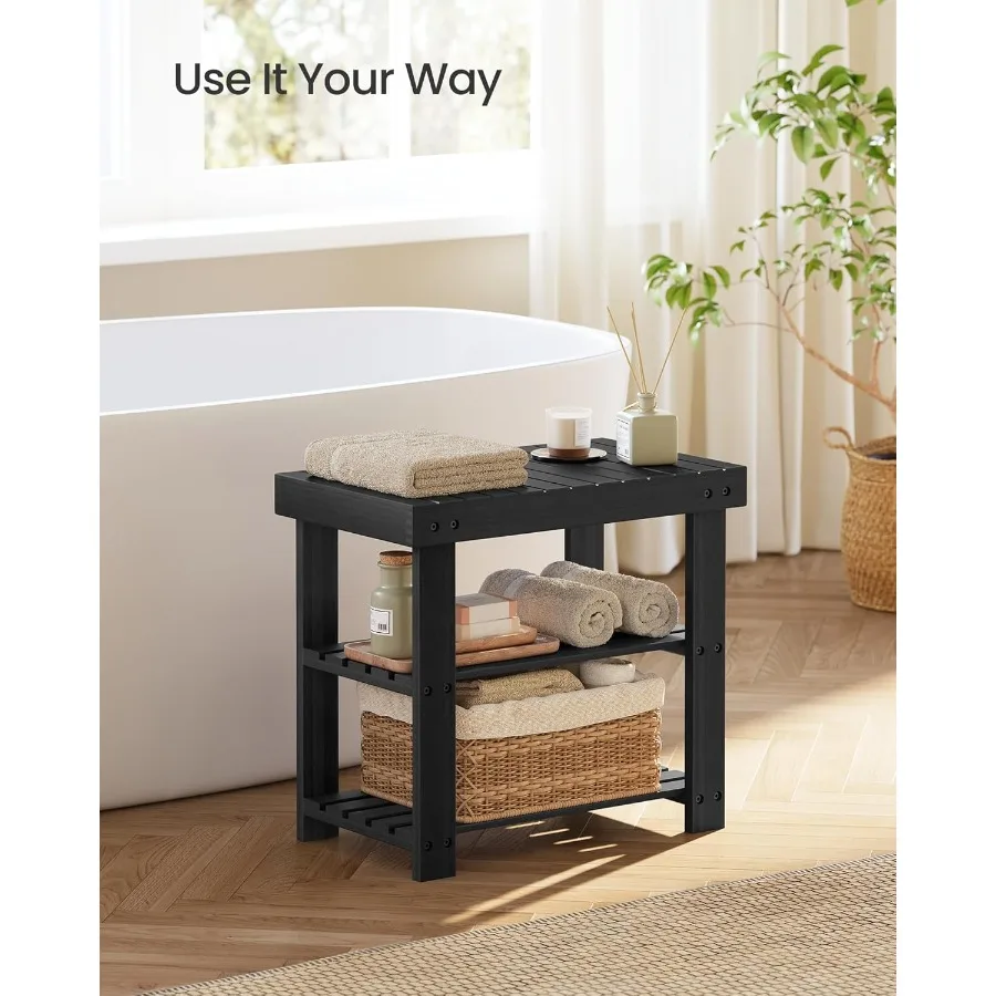 Shoe Rack Bench 3Tier Bamboo Shoe Storage Organizer Entryway Bench Holds1Up to 286 lb 11.3 x 19.7 x 17.8 Inches for Entryway Ba