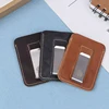Thin Leather Money Clip Mini Wallet Men Credit Card Slot Slim Bills Metal Cash Clamp For Man Small Billfold Holder 3