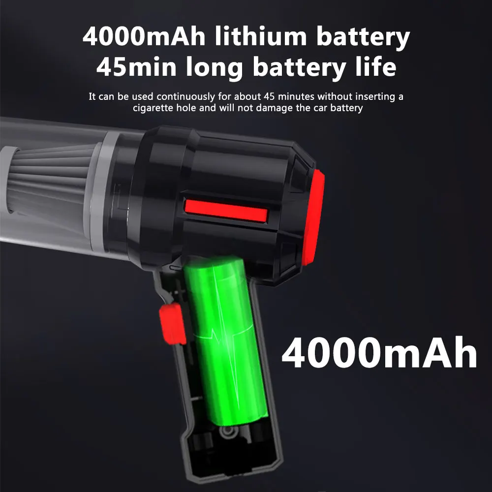 95000Pa 자동차 진공 청소기 미니 건 스타일 청소기, 무선 50W, 핸드헬드 자동차 진공 청소기, 집진기, 자동차 가정용