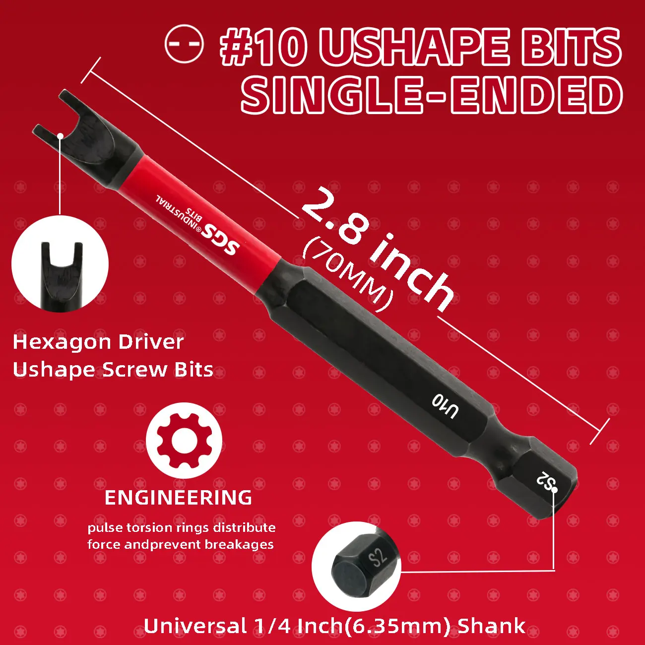 70 mm verlängertes U-förmiges/dreieckiges Schraubendreher-Bit-Set, 10-teilig, S2-Stahl, hohe Härte, Werkzeuge für die Autoreparatur im Haushalt – Detail 3