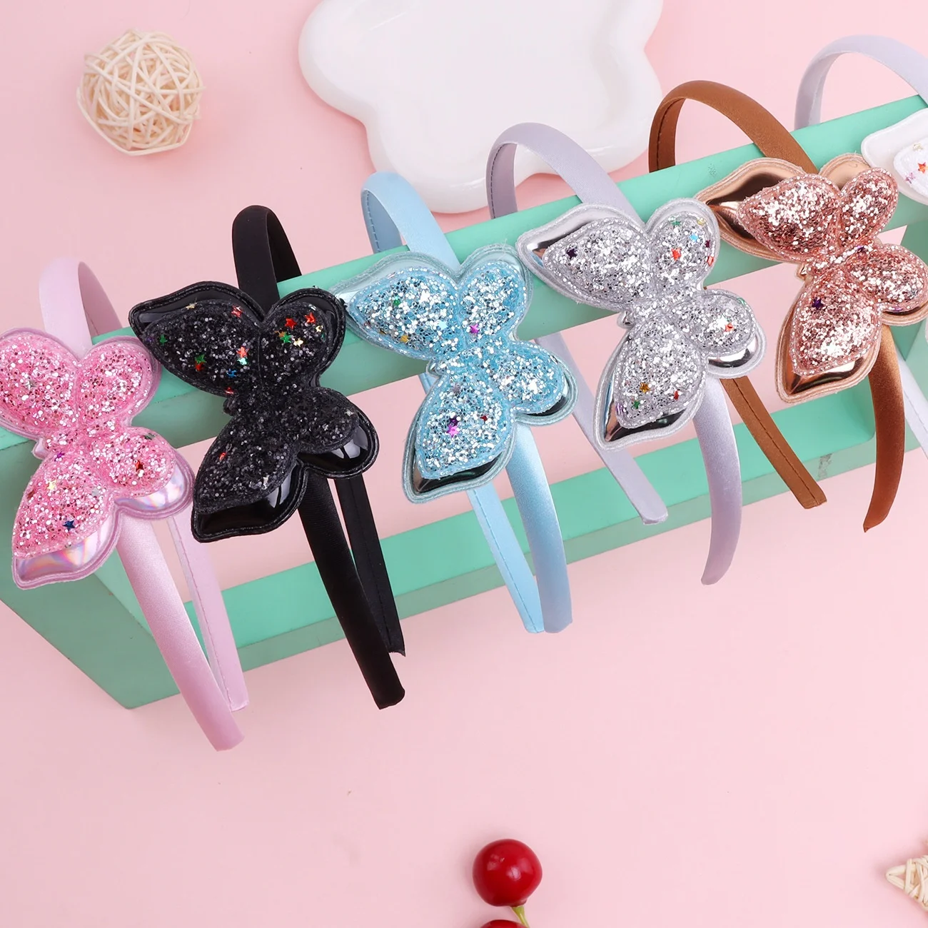 1PC Glitter Butterfly Headbands Set for Kids, Colorful Sparkly Hair Accessories, Cute Hairbands for Girls' Party & Daily Wear