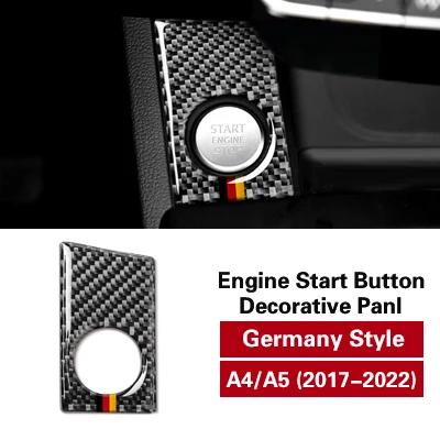 Carbon Fiber Engine Start Stop Button Cover – For Audi A5 S5 2017-2021 – Left Hand Drive – Black