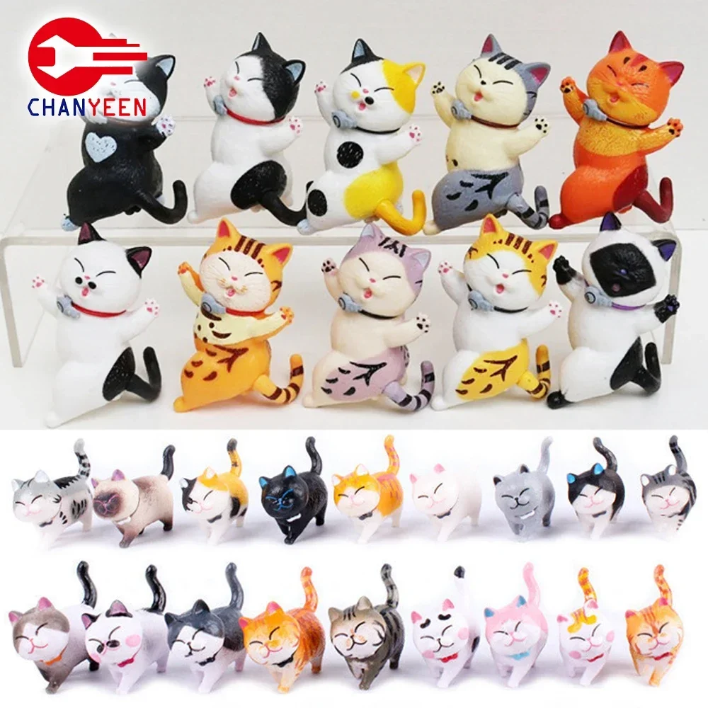 Adorable Kawaii Cat Ornaments - Mini Kitten Figurines for Birthday Gifts and Home Décor
