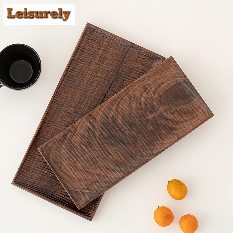 Walnut Rectangular Tea Tray Afternoon Tea Dessert Plate Coffee Storage Board Teapot Stove Insulation Dishes For Serving Tea Item