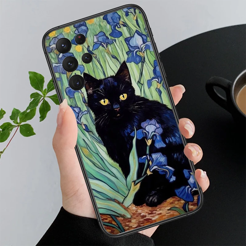 thumbnail image 1 of Funda de teléfono con diseño de gato Van Gogh con pintura al óleo retro para Samsung Galaxy A52S A04S A21S A33 A23 A13 A14 A32 A52 A53 A54 A51 A71 M51, 1 of 5