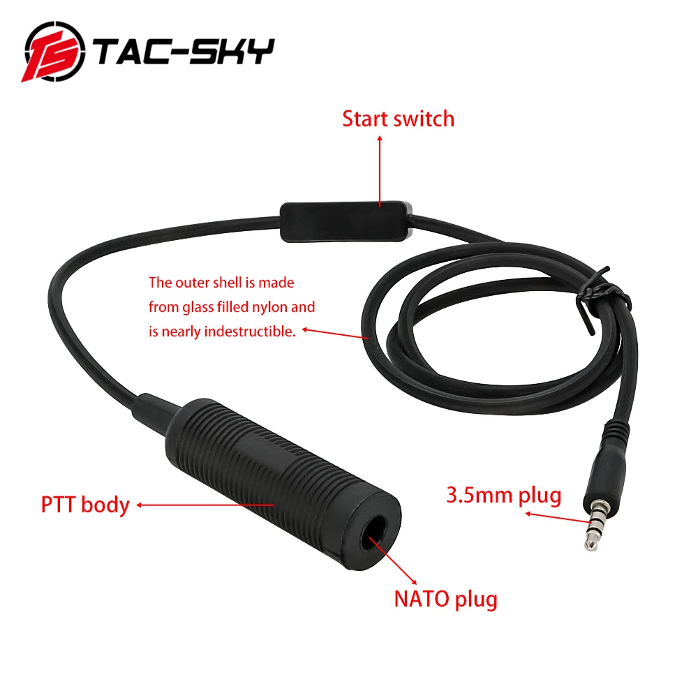 Ts Tac-Sky Tactical Comtac Headset Compatibile Con Peltor Ptt Adapter Mini Phone Ptt Plug Versione 3.5Mm