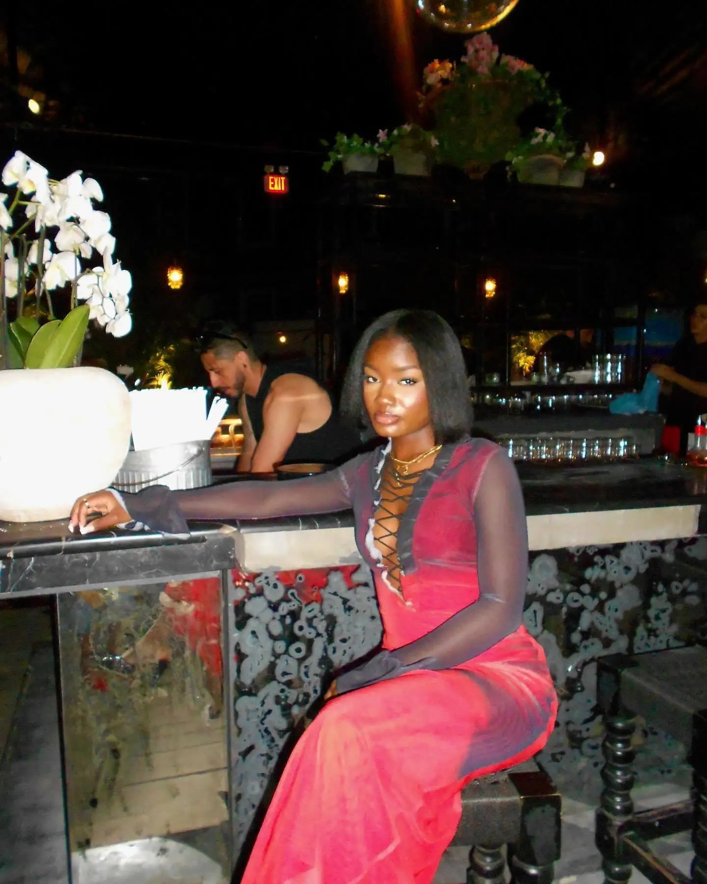 Elegant Long Sleeved Lace Up Elastic Tight Tie Dye Gradient Women Evening Dress Bodycon Sexy Female Dress Party Vestido