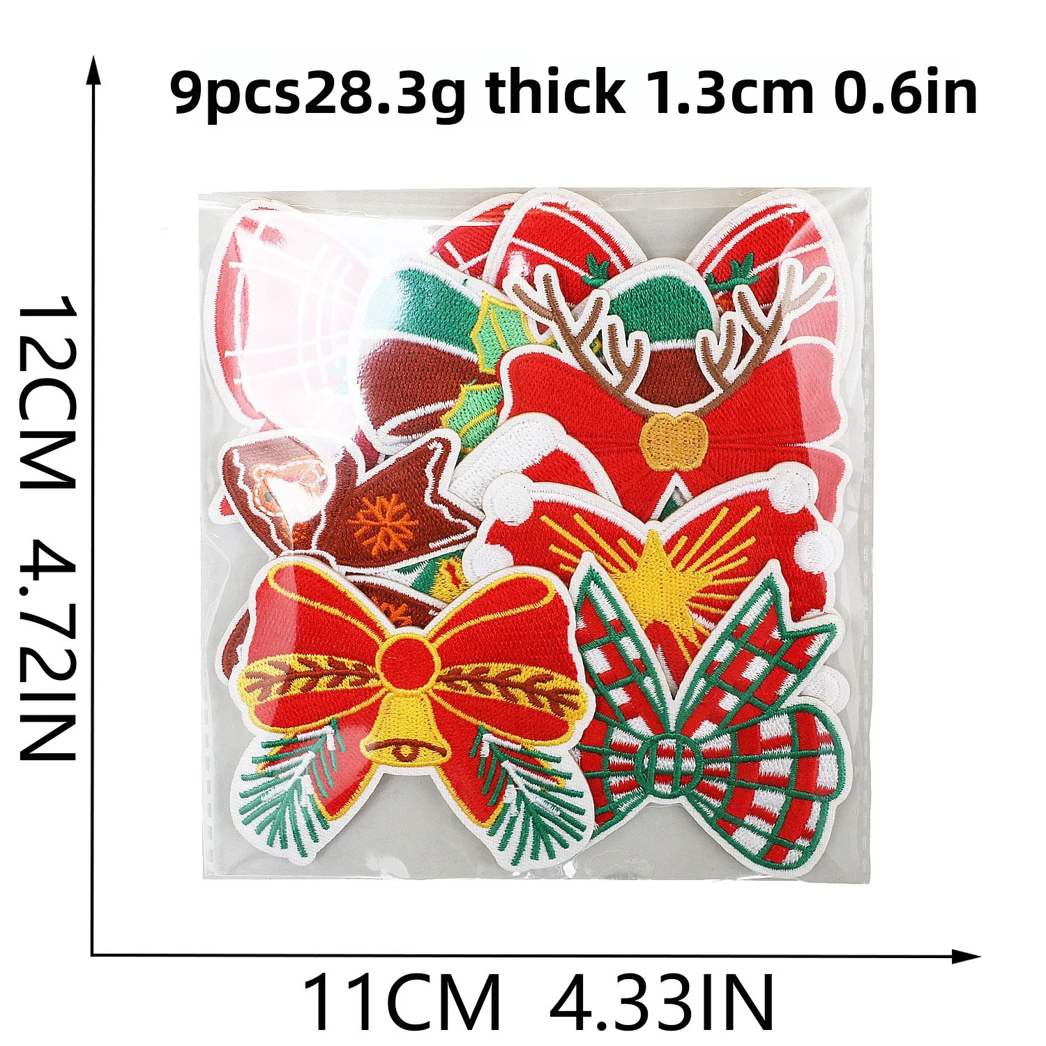Christmas Bell Bow Biscuits Snowflake 1/10Pcs Bow Embroidery Cloth Stickers Computer Embroidery Clothes Holiday Decoration Patch - Image 3