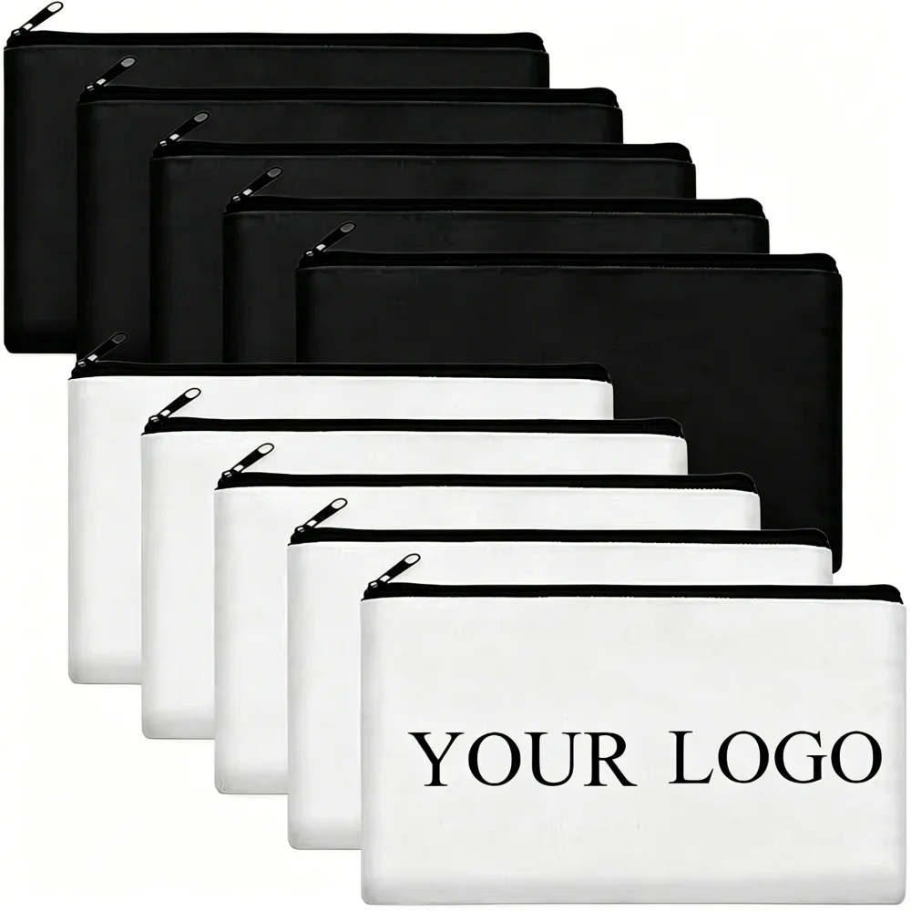 10/20Pcs Customized Canvas Pouch With Zipper Bulk Makeup Bag Creative Painting Student Stationery Cosmetic Bag (8.27×4.92 in) 1
