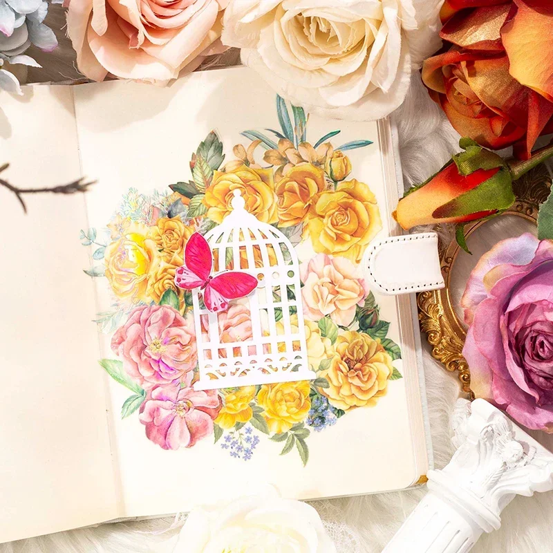 

5Sheet Rose Stickers Bronzing three-dimensional iridescent material background Flowers Material Scrapbook supplies Decoration