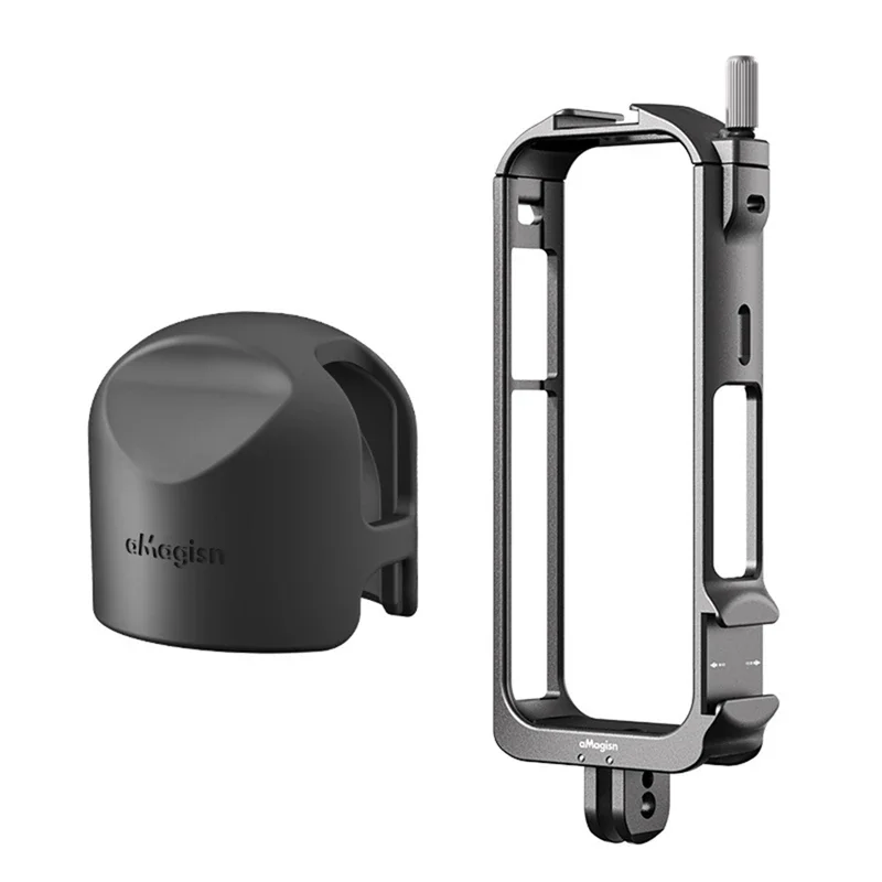 AMAGISN 금속 토끼 케이지 및 실리콘 보호 케이스 바디 커버, 렌즈 가드 캡, Insta 360X3 액세서리