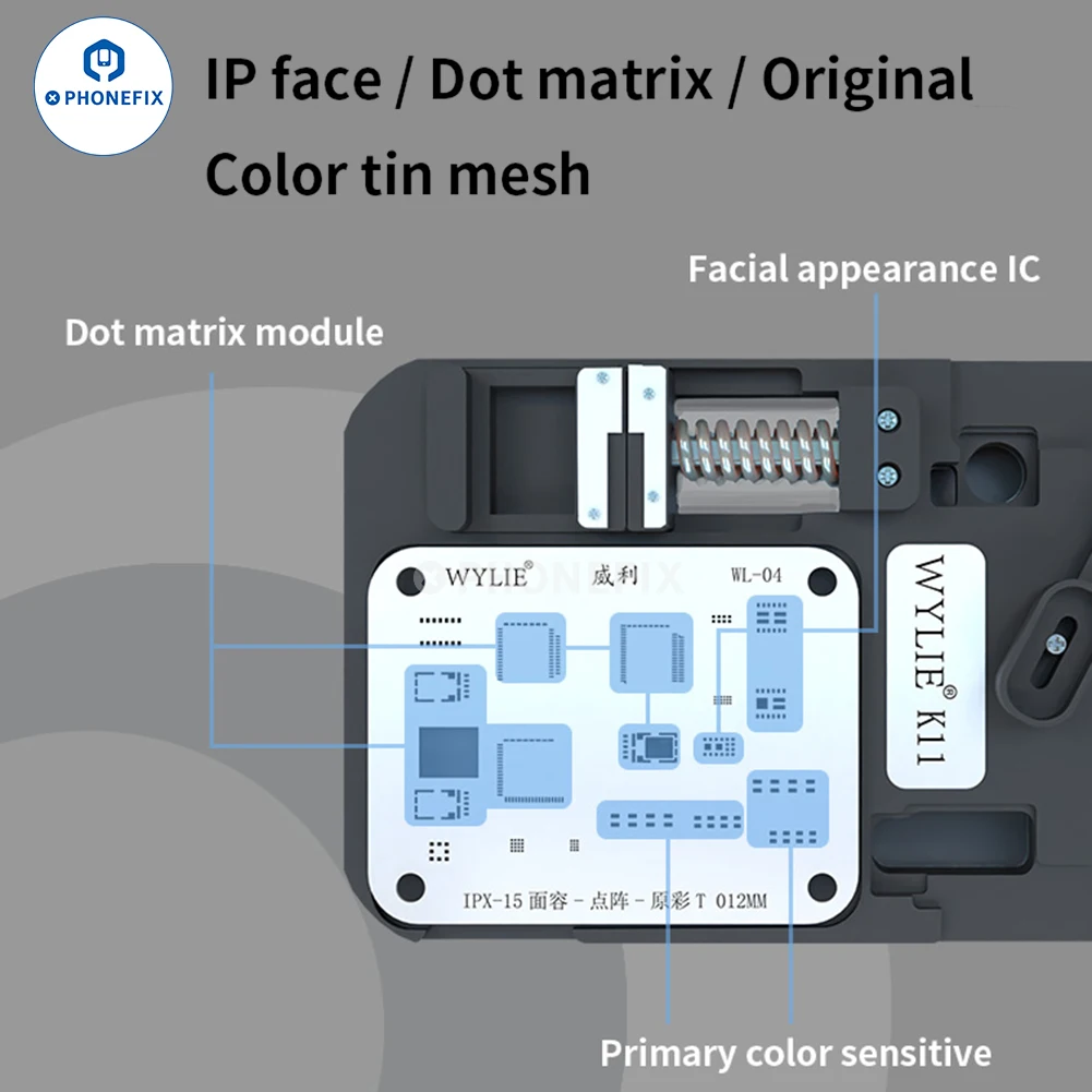 

Фиксатор WYLIE для ремонта телефонов с распознаванием лица и точечной матрицей, Ремонтный прибор для iPhone X -15Pro MAX, камера с интегральной схемой для пайки, жестяная сетка оригинального цвета