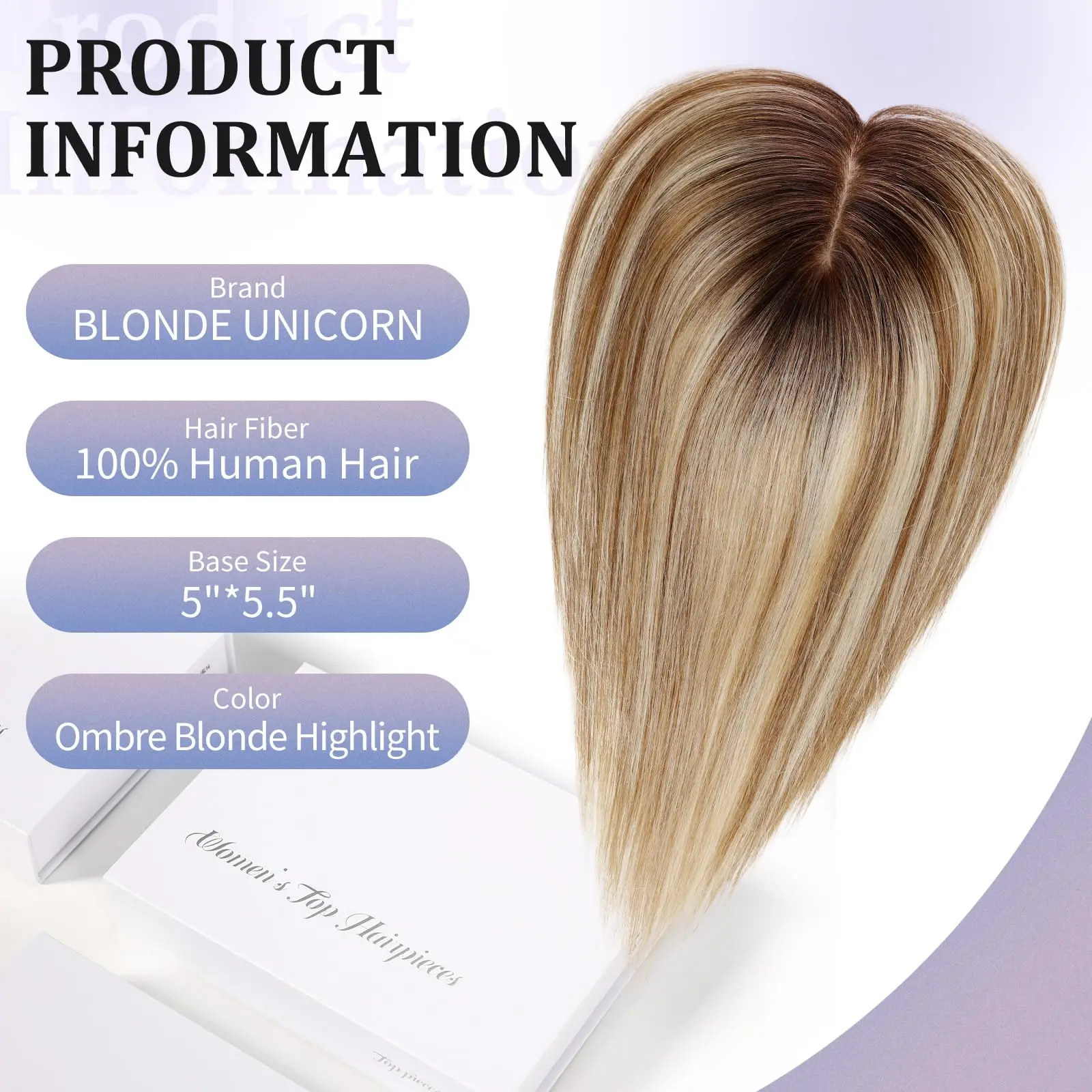 Remy Human Hair Toppers 12 Inches Straight For Women