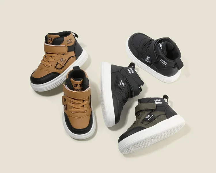 Kinder Frühling Herbst Junge Bord Schuhe Leichte Weiche Sohle Baby Schuh Casual Schuhe High Top Sneakers Mädchen Farbe Blockieren Listen – Detail 2