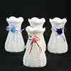 Modern Plastic Vases European Dining Table Decorative Flower Plants Vase White Rattan Like Plastic Vase 3