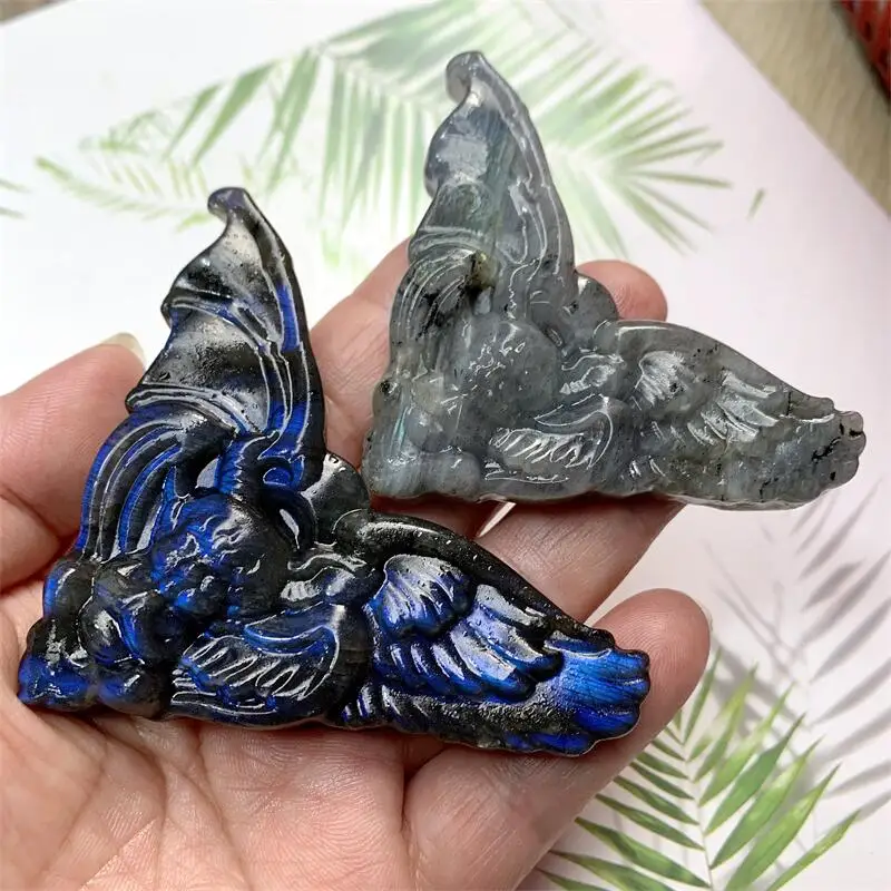 

Натуральный кристалл, лабрадорит, демон, Бабочка, резьба, полированные кварцевые лечебные камни, драгоценные камни для дома, украшение «сделай сам», 1 шт.