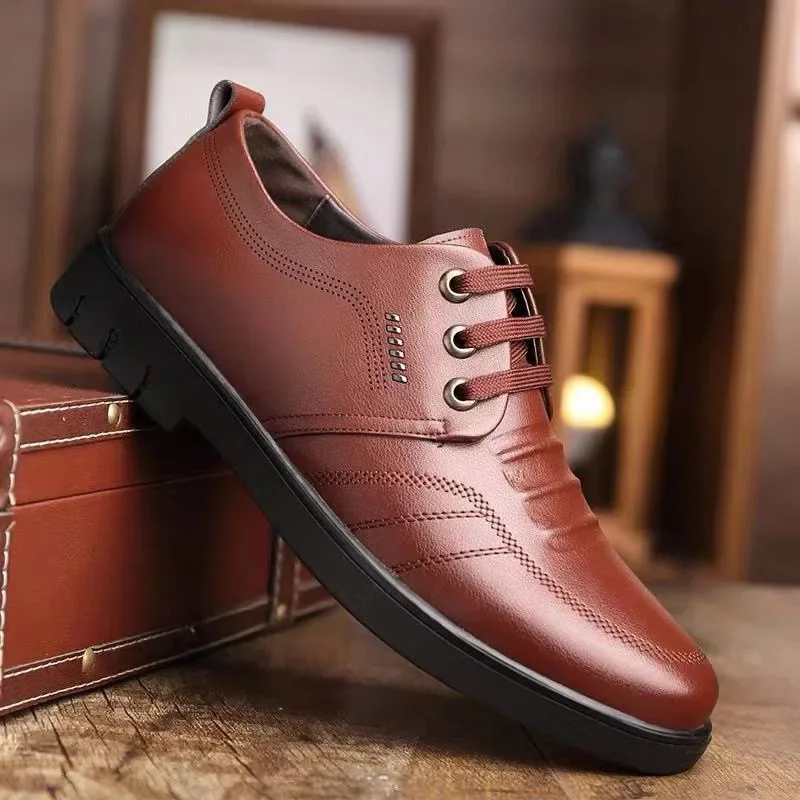 Leather Shoes Men's New Business Formal Shoes for Men Autumn Breathable Men's British Korean Pointed Toe Wedding Groomsmen Shoes 2