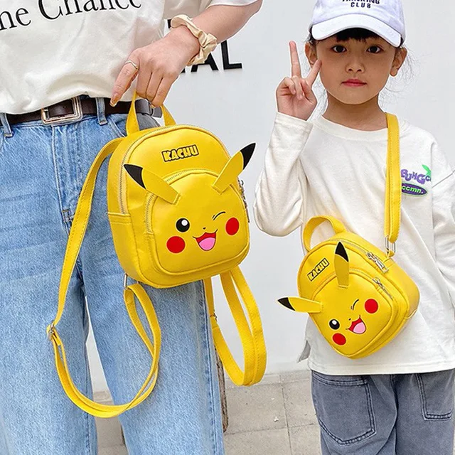Pokemon Anime Plush Toy Pikachu PU Backpack Shoulder Bag Hangbag Cute Plush Messenger Bag Girls Gift 2