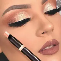 Glitter Double Color Gradient Eyeshadow Stick Pencil Two Tone Shimmer Metallic Lazy Eye Shadow Pen Waterproof 2 in 1 Eye Makeup 5