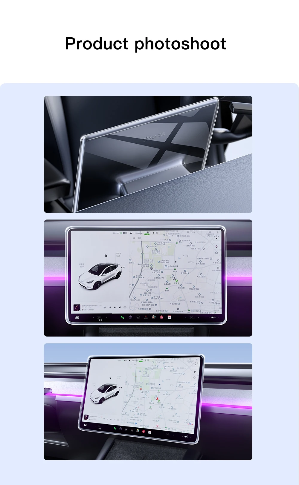 Full Coverage Anti-Scratch Protective Frame For Tesla Model 3 Y 2019-2023 Displa