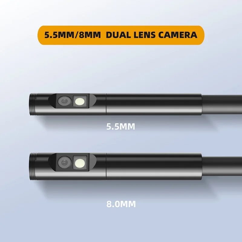 Acouto Cámara endoscopio de doble lente, 2.4 pulgadas, 1080P, a todo color,  2 MP, cámara digital de endoscopio de boroscopio industrial con 3 luces
