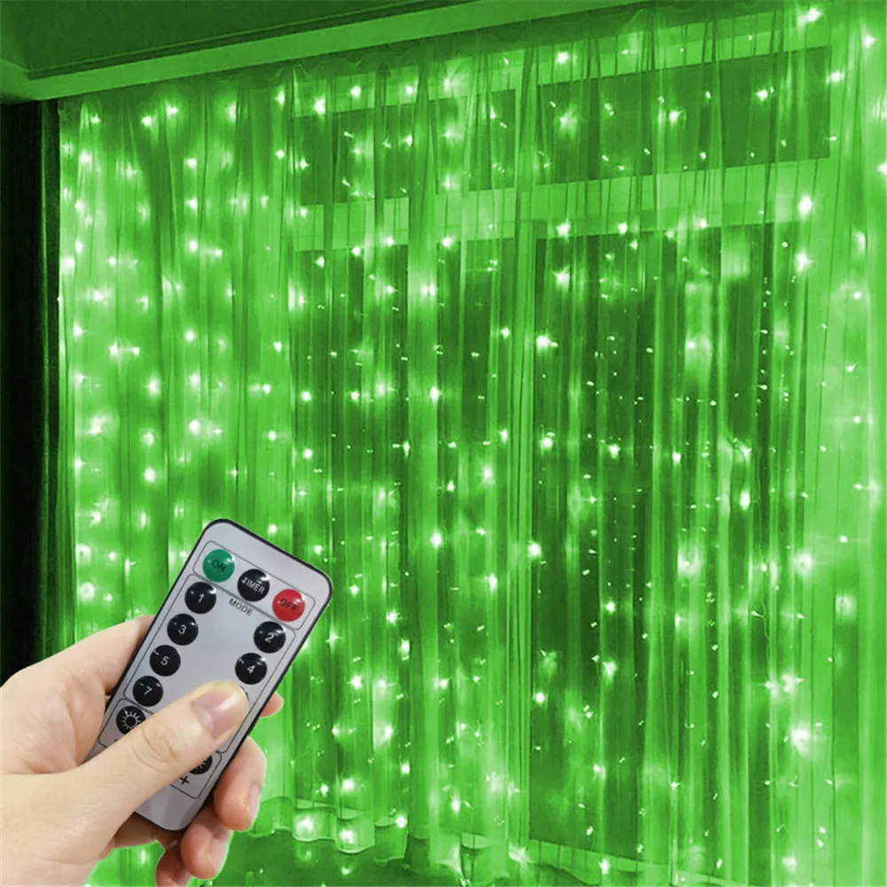 thumbnail image 1 of New Year 2025 Gift 8 Mode Christmas Decoration for Home LED USB Curtain Light String Garland Wedding Party Garden Holiday Light, 1 of 5