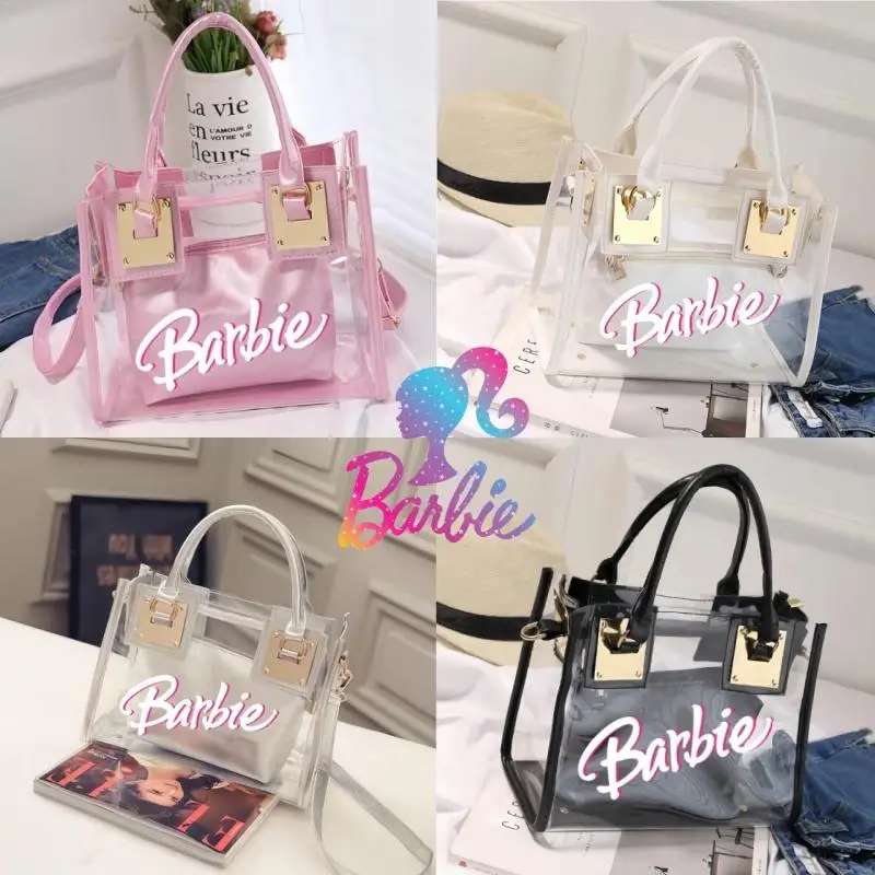 Barbie New Cute Women Jelly Bag Beach Crystal Borsa A Tracolla Trasparente One Shoulder Snack Borsa Per Il Trucco Zaino Accessori Per Ragazza