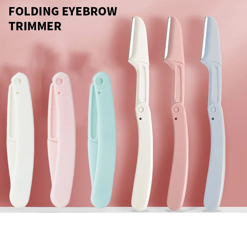 Portable Eyebrow Trimmer Safe Eyebrow Shaper Foldable Trimmer Razor Blade Razor Women Makeup Tools 3PCS