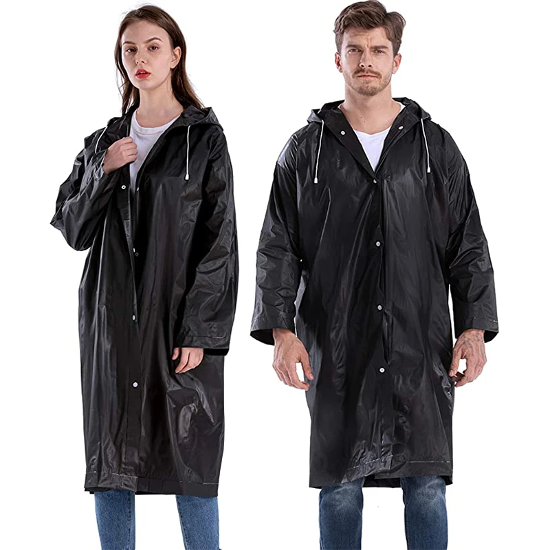 Chubasquero impermeable para hombre y mujer, abrigo largo tela negra con capucha, portátil para ciclismo al aire chaquetas a prueba de agua| | - AliExpress