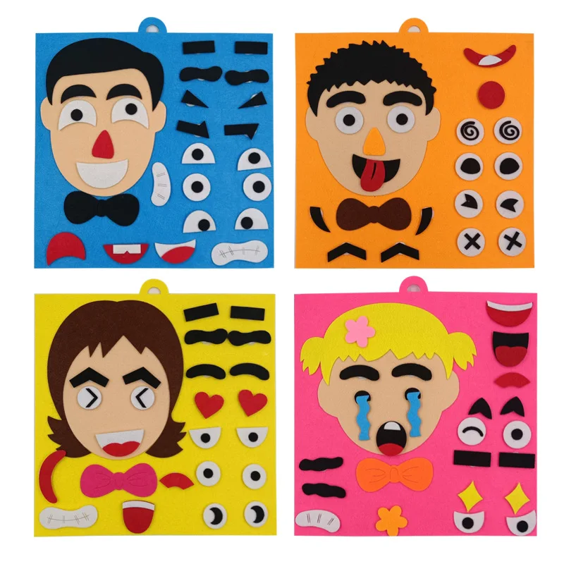 Puzzle Felt Non-woven Fabric Early Childhood Education for Children Manual DIY Cognitive Facial Expression Stickers TMZ 3