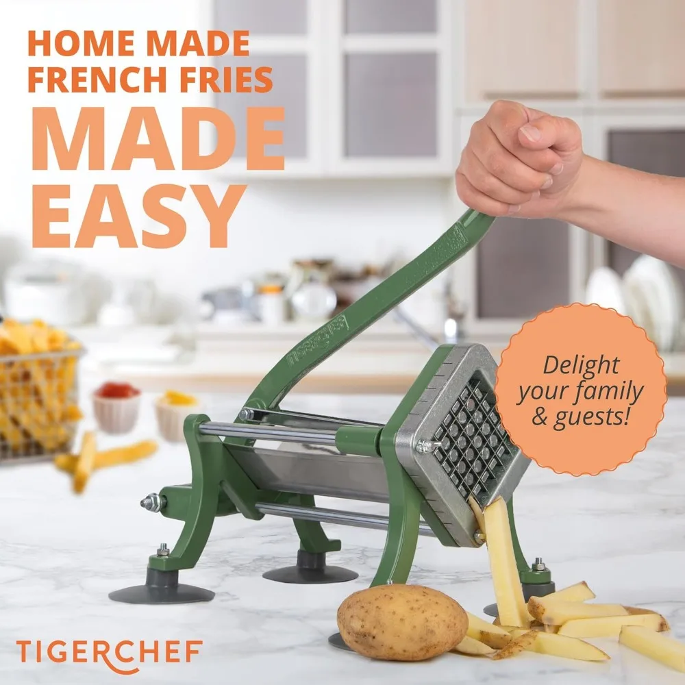 Manual French Fry Cutters，Tiger Chef Commercial Grade French Fry Cutter, Complete Combo Sets 15 Pieces
