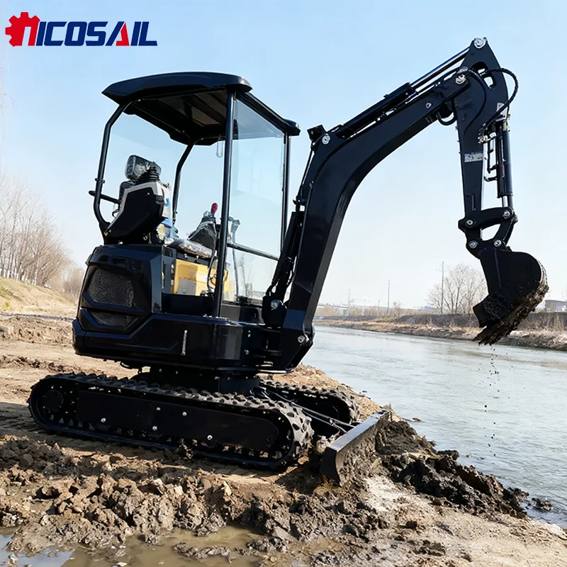 Mini-Bagger mit Kostenlosem Versand, 1,8 Tonnen Kleiner Raupenbagger mit Kabine und Daumenhydraulik, Euro 5, 2 Tonnen, CE EPA, für Garten und Landwirtschaft