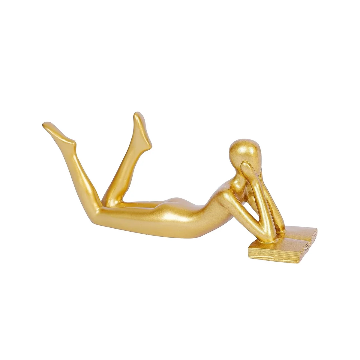 

Gold Decor Reading Statue Home Decorations Gold Accent Home Decor for Living Room Resin Abstract Reading Figurines A