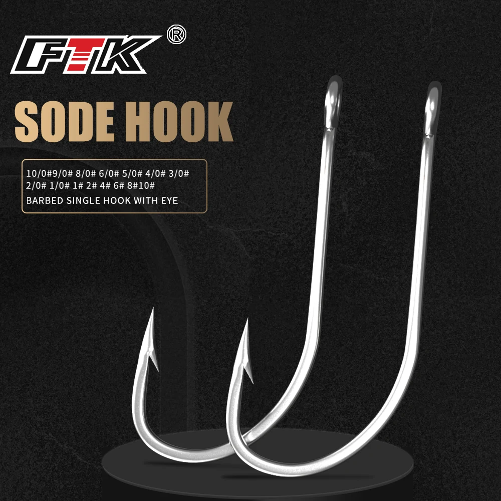 

FTK 25-50Pcs Long Shank Fishing Hook With Eye Barbed Sharp Carbon Steel Fishhook for Saltwater Carp Fishing Accessories 401SS