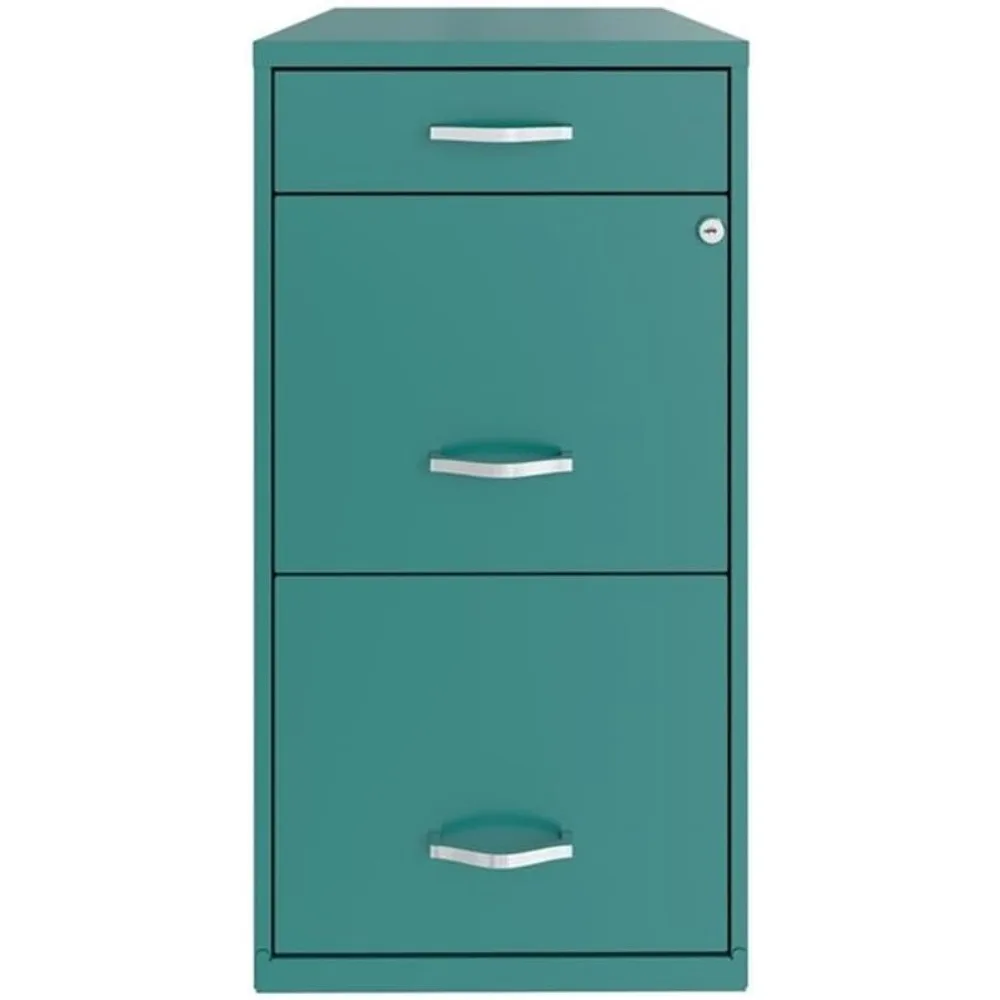 3 drawers 27.32" vertical turquoise metal filing cabinet lockable pre-assembled stationary letter size for home, office