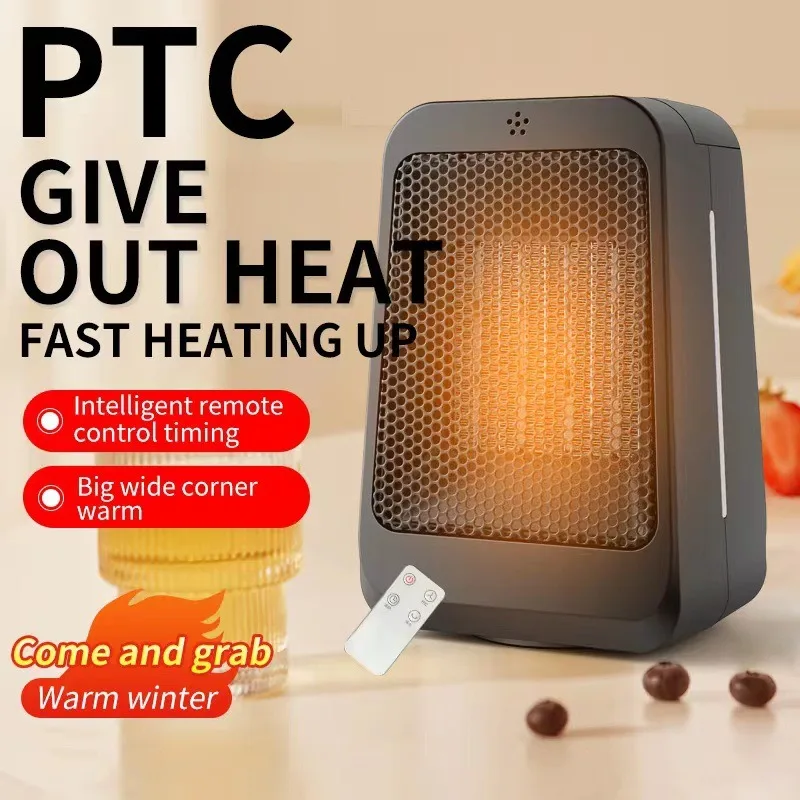 1200W Heater,PTC Heating and Cooling Dual Purpose Heater Can Remote Control Timing Electric Heating Household Moving Head Heater