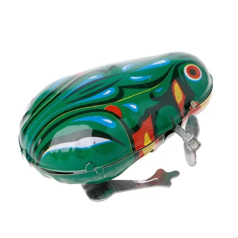 Metal Wind-up Jumping for Frog Clockwork Tin Children Funny Game