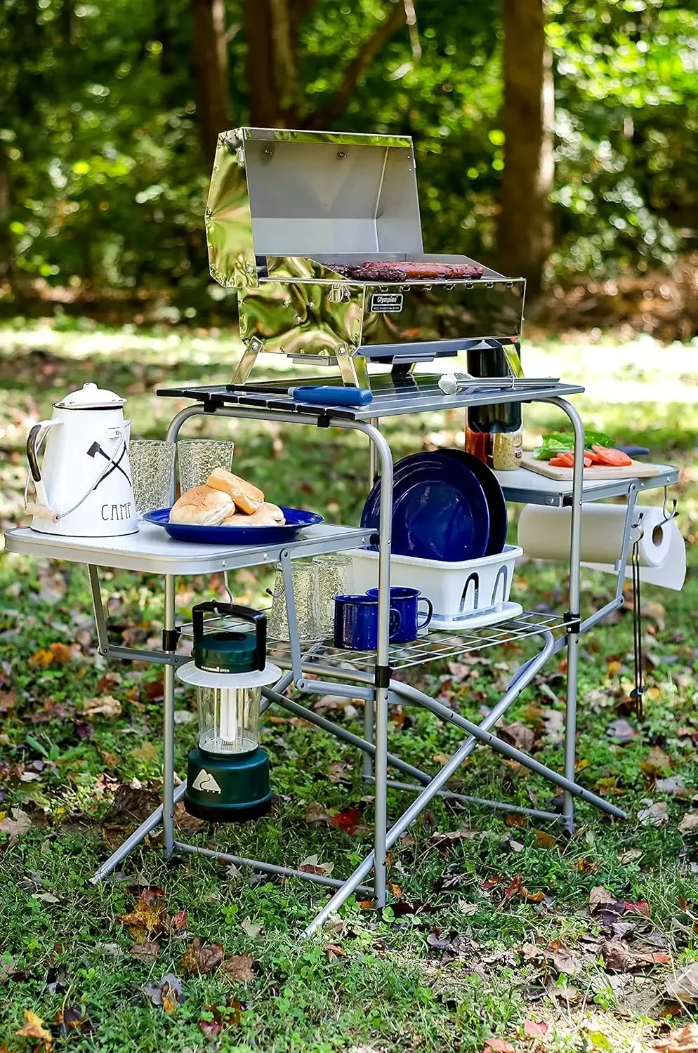 -New-Olympian Deluxe Portable Grill Table | Provides Plenty of Room for Grilling Gear | Ideal for Picnics, Camping, Boating,