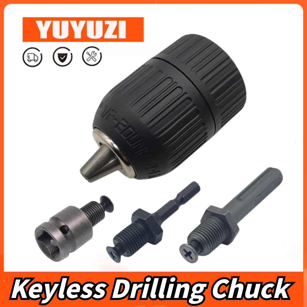 

Keyless Drilling Chuck 2-13mm Converter 1/2"-20UNF Thread Quick Change Adapter SDS 1/4" Hex Impact Driver Wrench Drill Bit