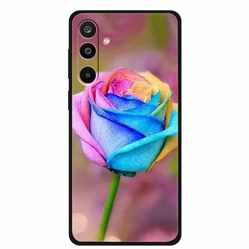 Floral Printed Silicone Phone Case - Black TPU Cover