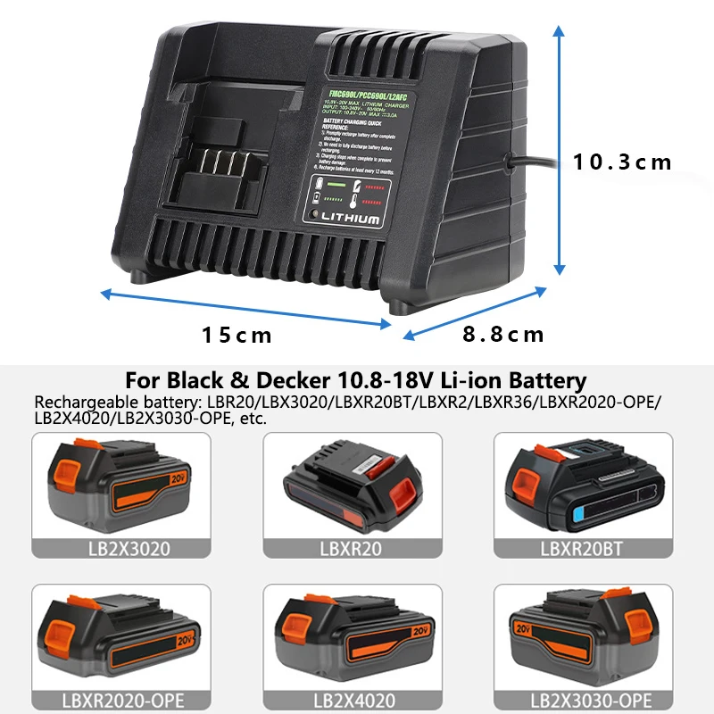 Lithium Battery Charger For Black Decker For Porter Cable For