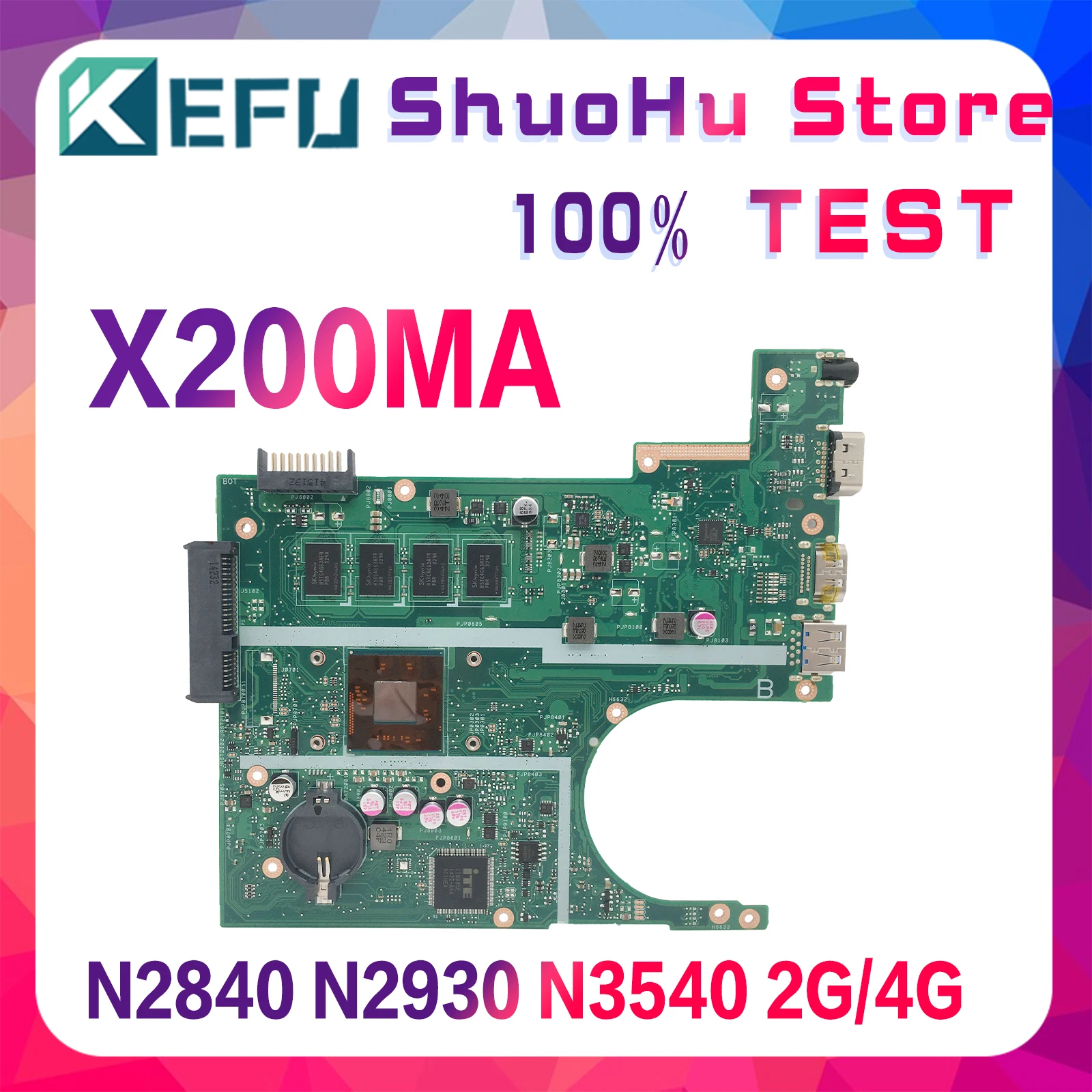 X200MANotebookMainboardForASUSF200MAF200MX200MLaptopMotherboardN2840N2930N3540CPU
