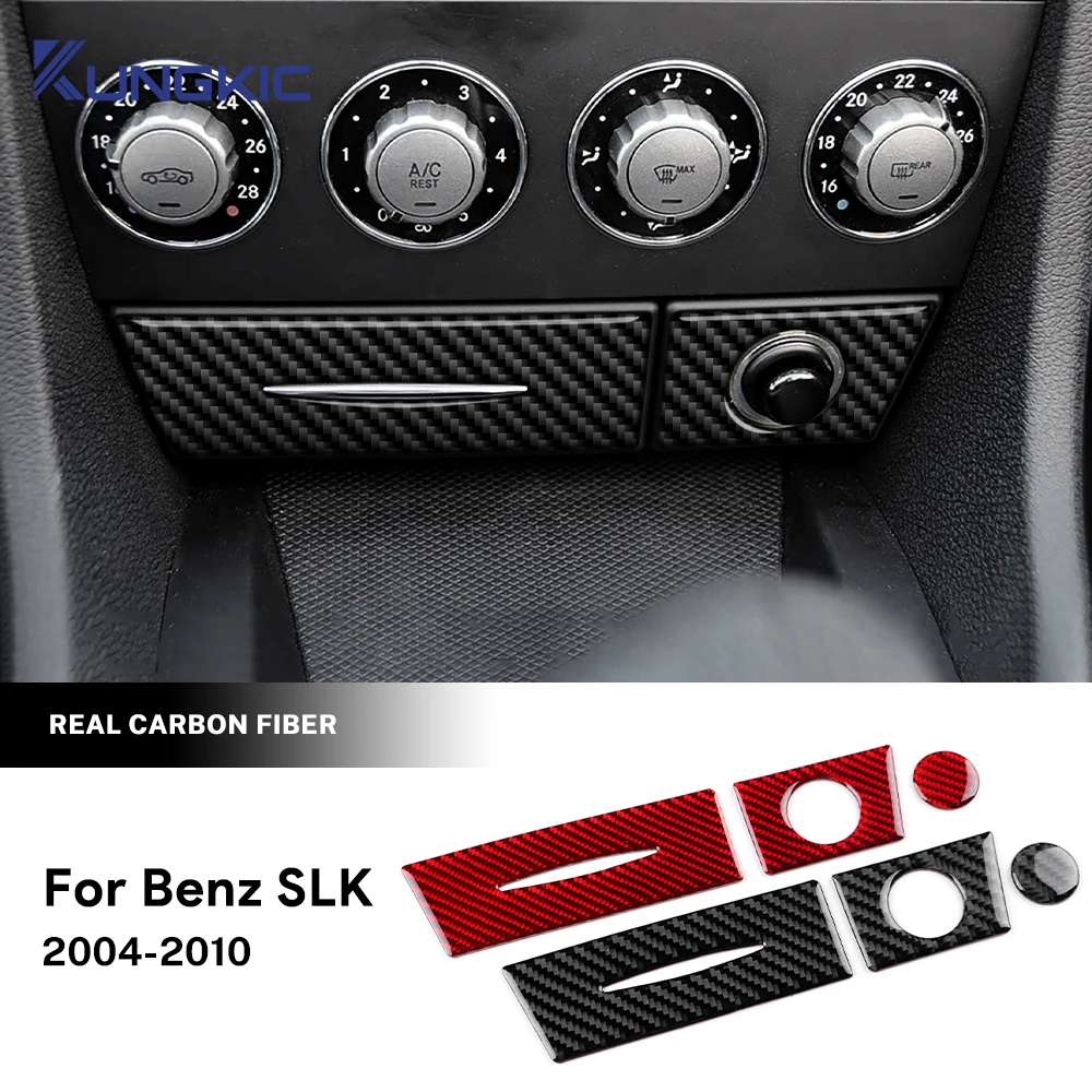 WUTBHGQXWIP Koolstofvezel Trim Sticker Geschikt Voor Mercedes SLK R171 2004-2010 - Zwarte/Rode AC Opbergvak Bodempaneel