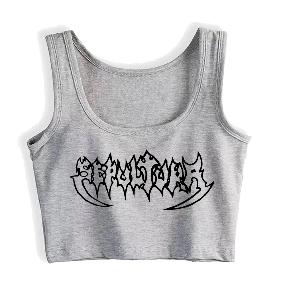 The Brazilian Metal Band Sepultura Print Sexy Slim Crop Top Girl's