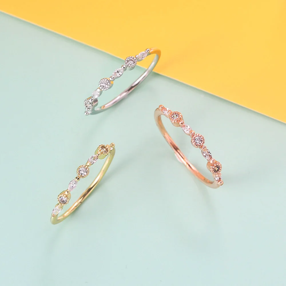 Delicate Thin Dainty Rings For Women Mini Zircon Slim Finger Rings