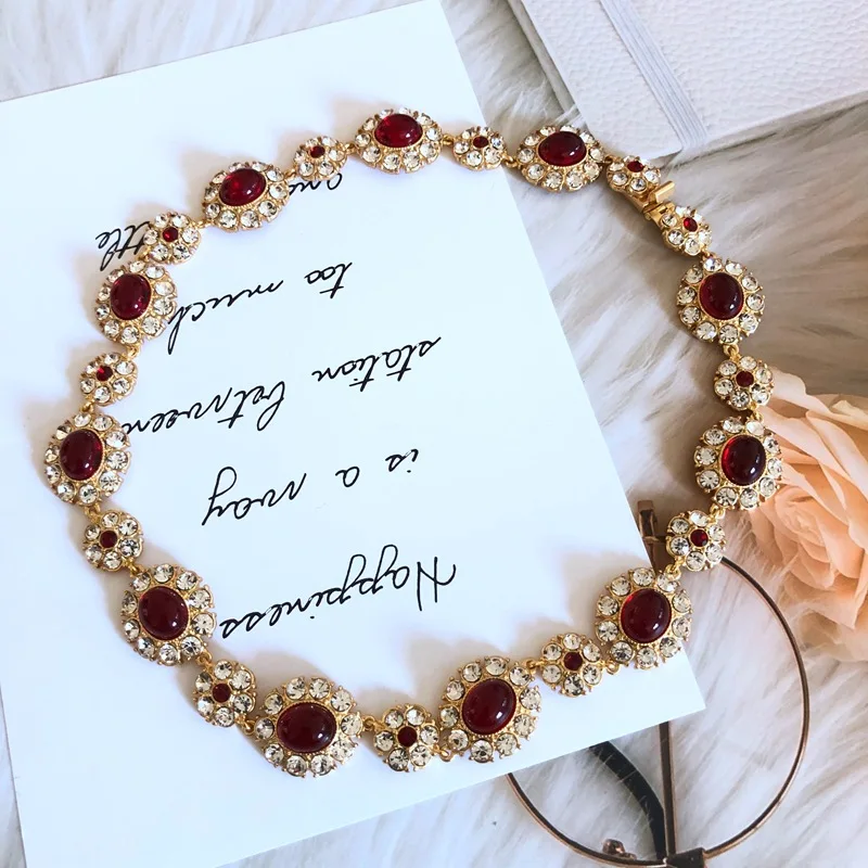 

To Reines High Quality Vintage Versatile Elegant Coloured Glaze Inlaid Necklace Luxury Classic Gem Bracelet Collares Para Mujer