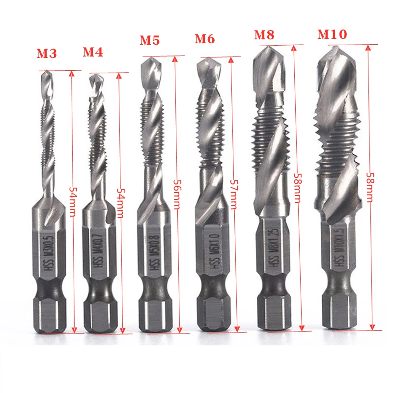 best low angle block plane Titanium Plated Hex Shank HSS Screw Thread Metric Tap Drill Bits Machine Compound Hand Tools M3 M4 M5 M6 M8 M10 Tap Drill best electric hand planer Hand Tools