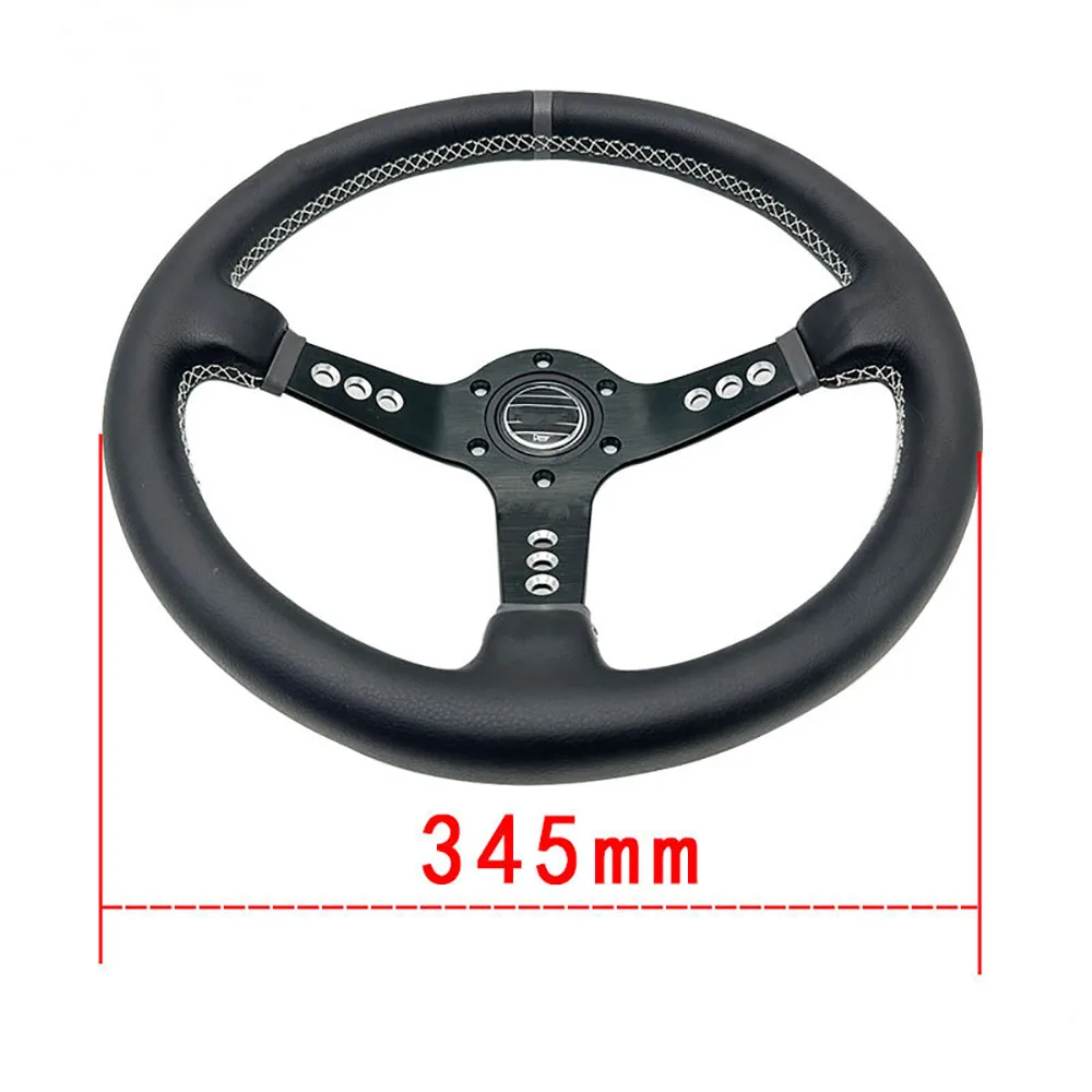 14 Inch Concave Car Modified Steering Wheel Leather And Suede Racing Sports Steering Wheel Personalized Universal Type steering wheel knob steering wheel booster ball steering wheel shifter steering wheel covers steering wheel adapter steering wheel controller steering wheel paddle extension